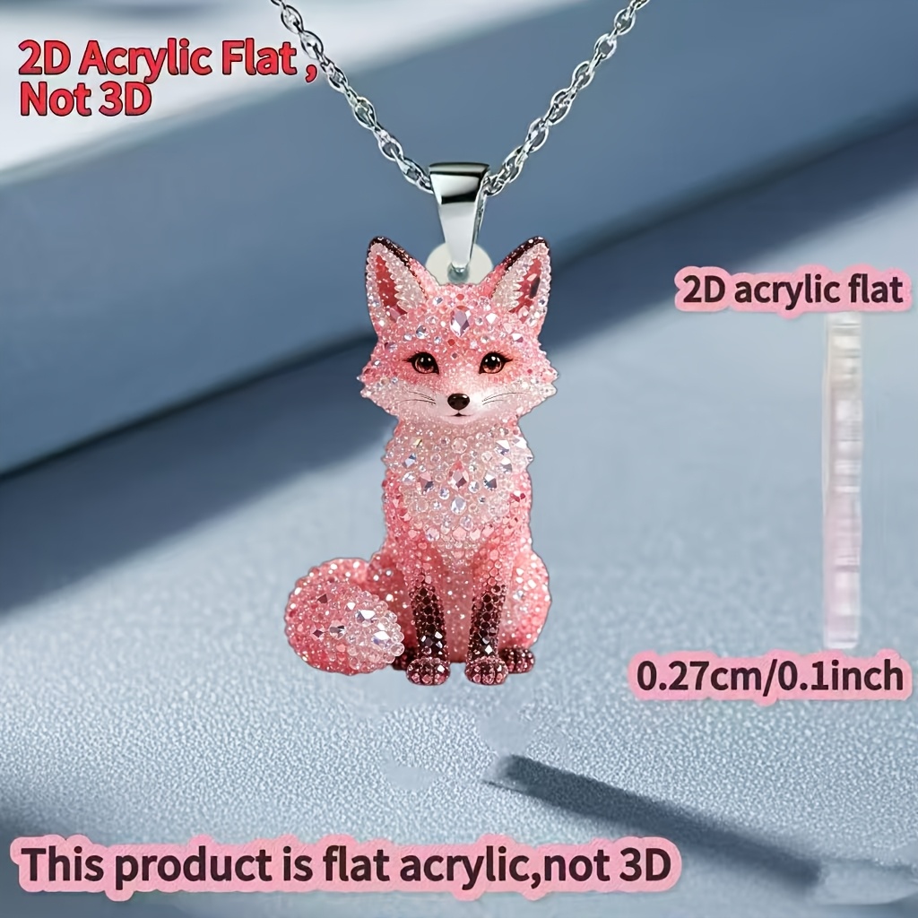 Unisex Cute Fox Acrylic Pendant Necklace, Fashion Gift